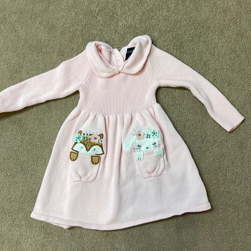 Cynthia Rowley baby  girl pink button and collar sweater dress size 24m